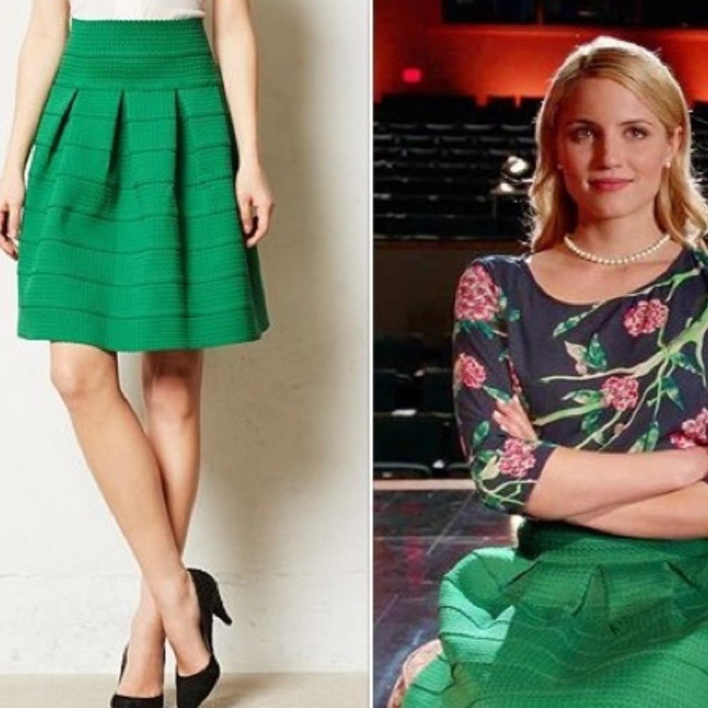anthropologie kelly green ponte bell skirt